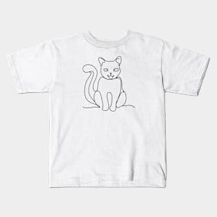 Cat Line Art Kids T-Shirt